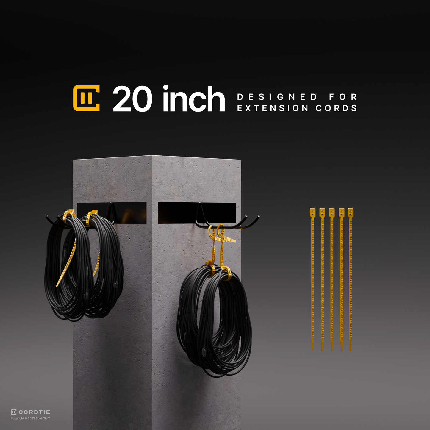 Cord-Tie 20" – 50 Pack [Yellow or Black]