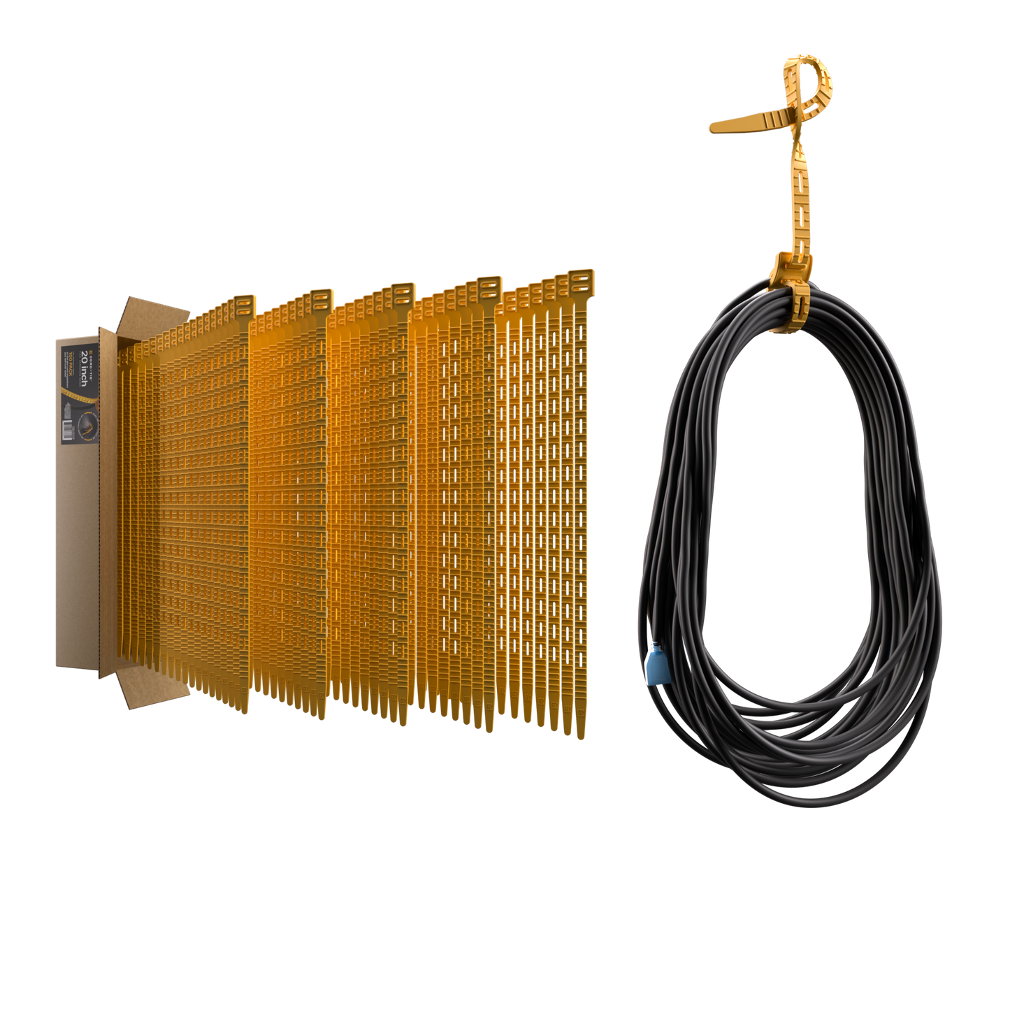 Cord-Tie 20" – 100 Pack [Yellow or Black]
