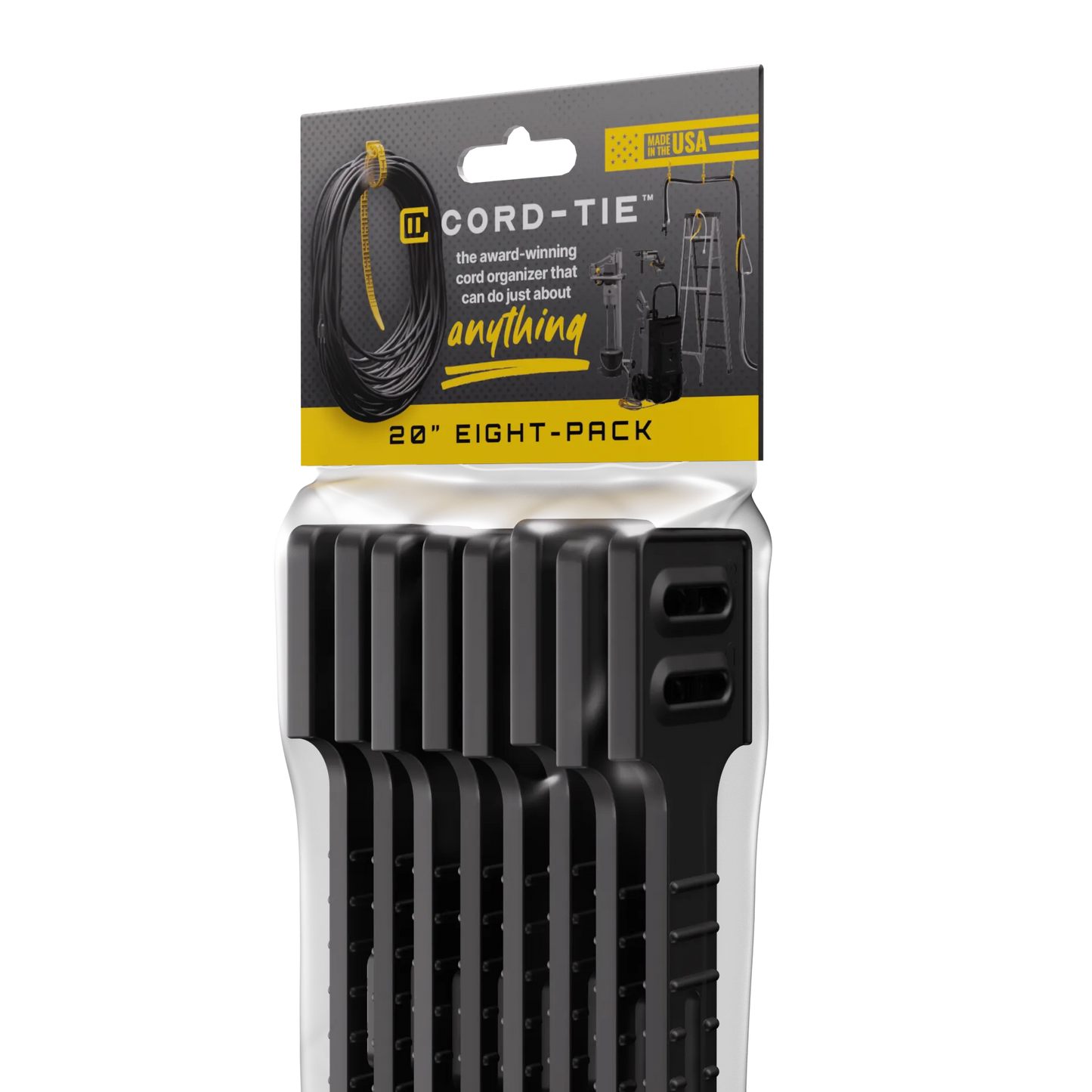 Cord-Tie 20" – 8 Pack [Black]