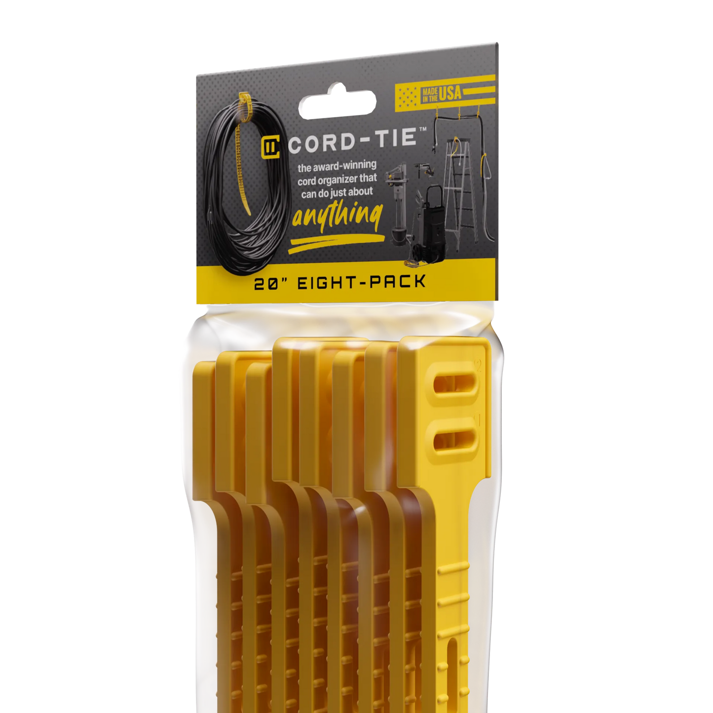 Cord-Tie 20" – 8 Pack [Yellow]