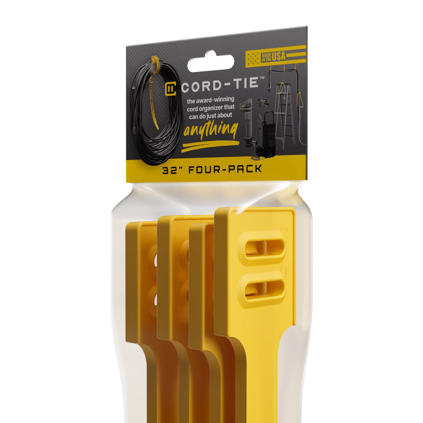 Cord-Tie 32" – 4 Pack [Yellow]