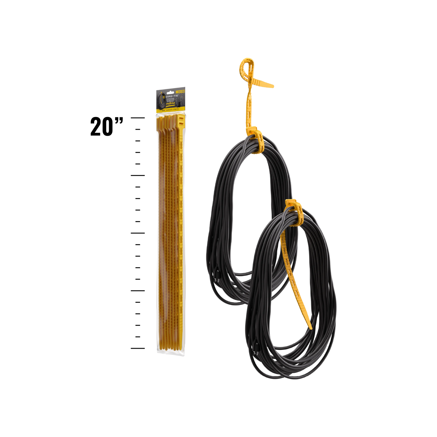 Cord-Tie 20" – 8 Pack [Yellow]