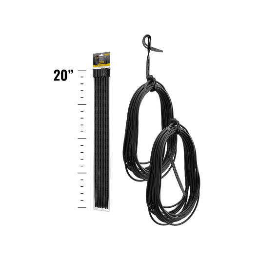 Cord-Tie 20" – 8 Pack [Black]