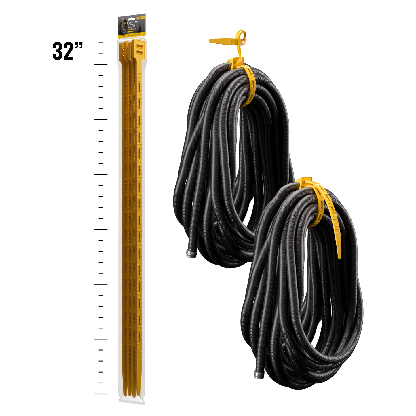 Cord-Tie 32" – 4 Pack [Yellow]